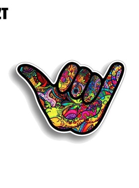 YJZT 12.7CM*8.9CM Shaka Hang Loose Graffiti Car Sticker Ref