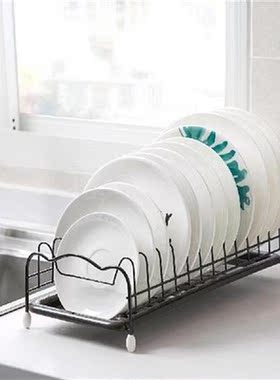 Iron Kitchen Dish Drying Rack Holder with Tray Tableware