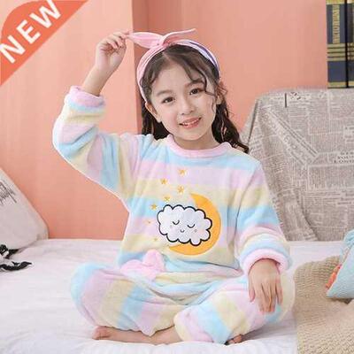 New Flannel Kids Pajamas 2021 Autumn Winter Girl Boy Sleepwe