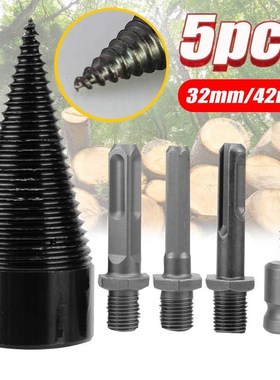 5Pcs 32/42mm Firewood Splitter Drill Bit Round/Hex/Triangle