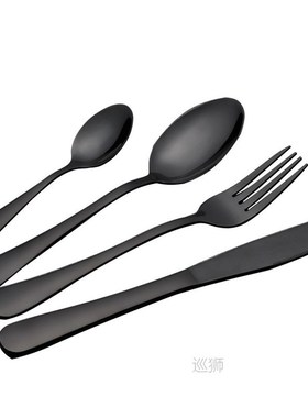 30/24 PCS Black Shiny Dinnerware Stainless Steel Cutlery Wes