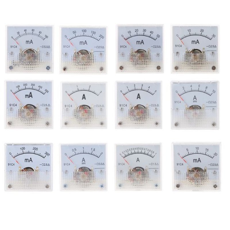 91C4 Ammeter DC Analog Current Meter Panel Mechanical Pointe