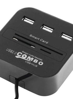 Portable USB HUB Smart Card Reader SIM TF SD Bank Chip Card