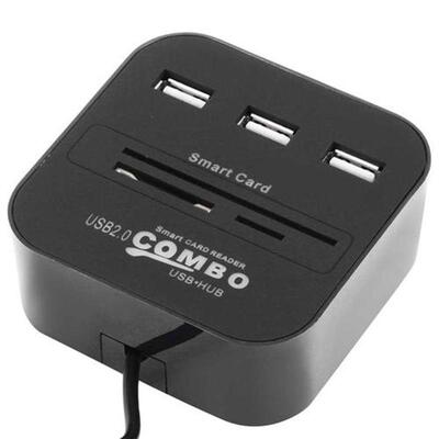 Portable USB HUB Smart Card Reader SIM TF SD Bank Chip Card