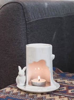 Cute rabbit stump aromatherapy furnace candle holder