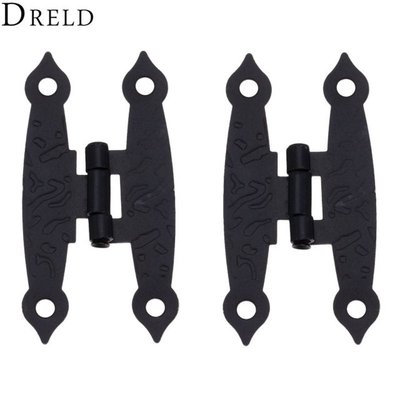 2Pcs Antique Black Cabinet Door Luggage Hinges Jewelry Boxes