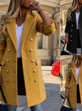 Womens Faux Woolen Coat 2021 Winter Autumn Casual Thin Coat