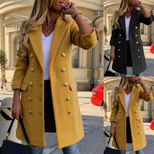 Womens Faux Woolen Coat 2021 Winter Autumn Casual Thin Coat