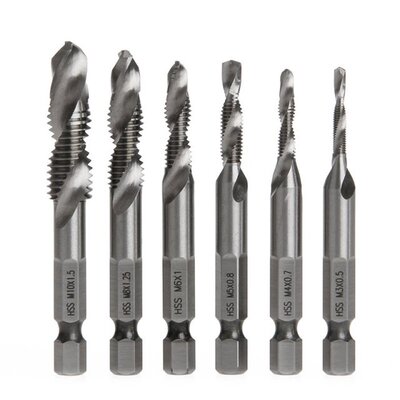 6Pcs/Set High Speed Steel HSS 4241 Drill Bits Hex Shank Spir