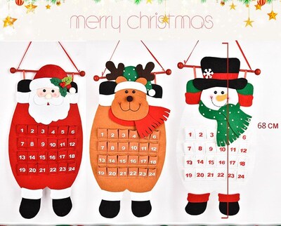Christmas Countdown Advent Calendar Felt Cloth Santa Claus