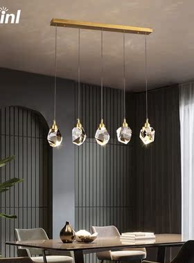 Luxury Diamond Crystal Copper Light Chandeliers Dining Room
