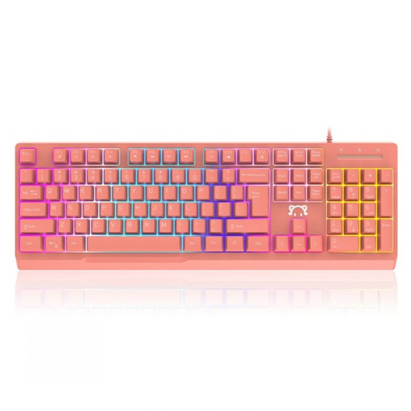 Girly Pink Mechanical Gaming Keyboard 104 Keys USB Wired Gam