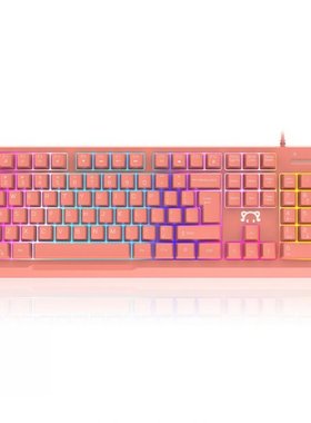 Girly Pink Mechanical Gaming Keyboard 104 Keys USB Wired Gam