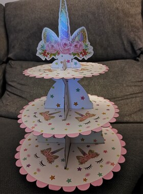 Unicorn Party 3 Tier Foldable Cupcake Stand Birthday Party