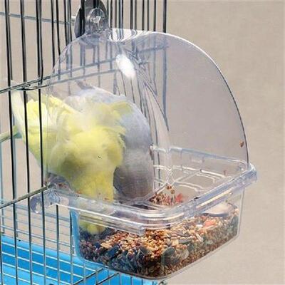 Parakeet Feeder Box Pet Cage Plastic Food Container Birds Cl