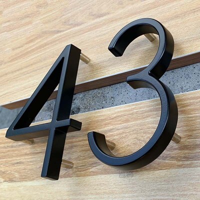 127mm Modern Floating House Number Metal Address Street Sign