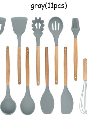 9/10/12 Pcs Silicone Cooking Tools Kitchen tensils Set Bambo