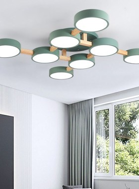 Modern nordic round plate ceiling lamp gray/white/green colo