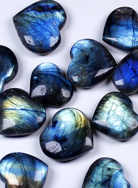 Heart Shape Natural Labradorite Crystal Moonstone Rough Pol
