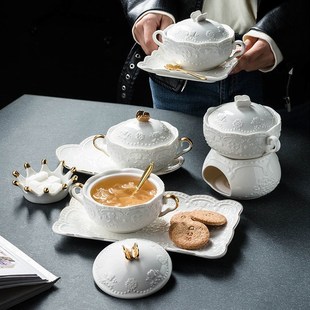 European-style Dessert Small Tableware Embossed Soup Cup wit