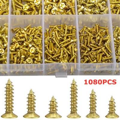 1080PCS Flat Head Wood Screw Set M2 M2.5 M3 Cross Recessed G