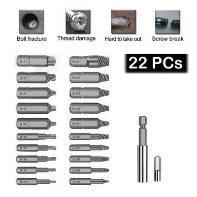 Dreamburgh 22Pcs/Set Damaged Stripped Screw Extractor Set fo