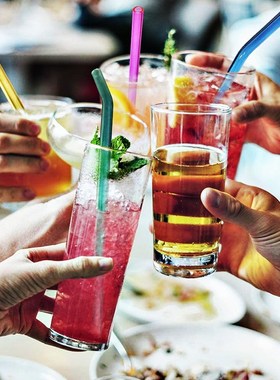 8Pcs Reusable Transparent Glass Straws Different Colors Drin