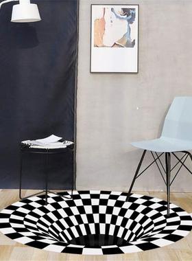 Round Black And White Trap Pattern Carpet Computer Chair