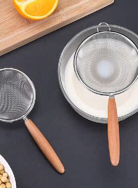 Stainless Steel Mesh Colander with Wooden Handle Hanging