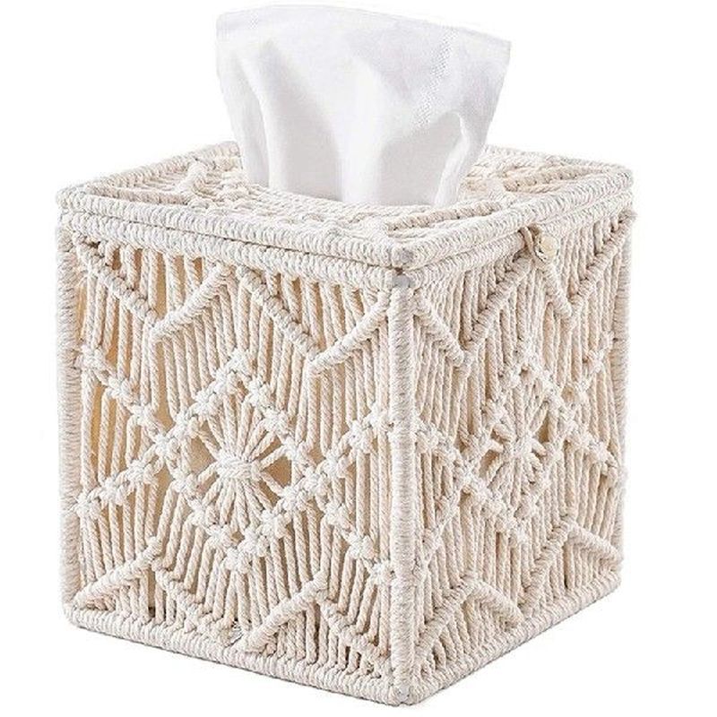 Tissue Box Cover Boho Decor Square Paper Tissue Holder With