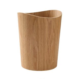 Household Wooden Trash Can, Solid Wood Trash Basket, Round T