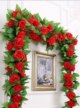 250CM Silk Roses Lvy Vine With Green Leaves For Home Wedding