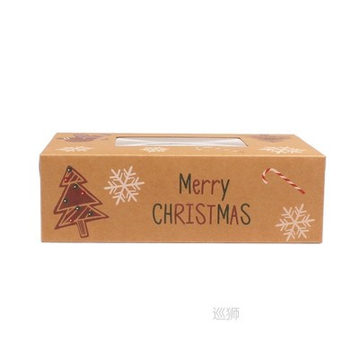 10pcs Kraft Paper Snowman Merry Christmas Tree Cookie Box Ca