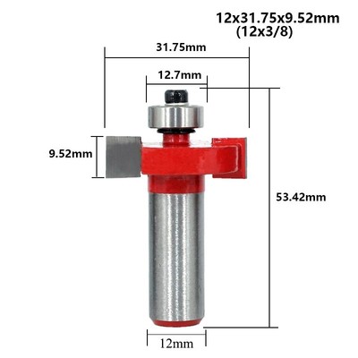 1pc 12mm Shank 1/2 T-Sloting Router Bit with Bearing Slot Mi