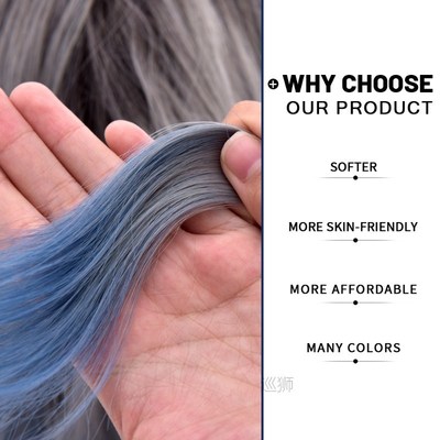 Short?Bob Synthetic?Wig?For?Woman?Silver Ombre Blue Body Wav