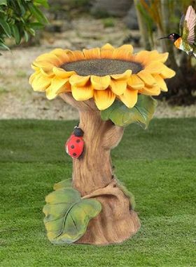 Polyresin Pengumpan Kamar Mandi Burung Bunga Matahari