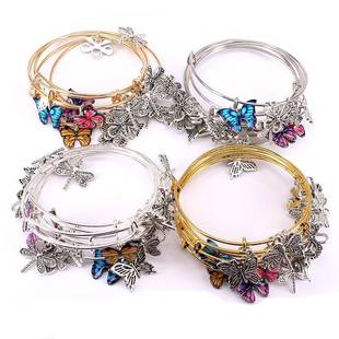 5pcs Bangle Set Wire Bracelets for Women Girls Jewllery