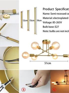 Modern LED Ceiling Lamp Loft Industrial Black/Golden LED Cei