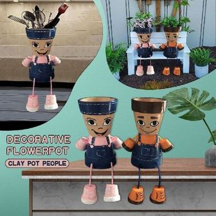 Hot Country Kid People Shape Clay Pot Planter Flower Pot