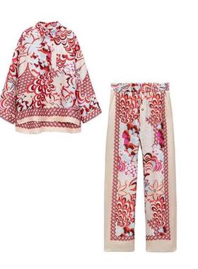 Women Summers Suits Blouse Shirt   Wide Leg High Waist