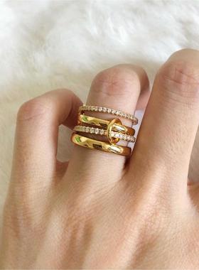 Brass With Withe Gold AAA Zircon Link Chain Rings Women Jewl