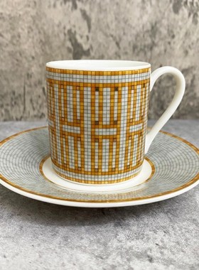 Gold 6 Pcs urkish Espresso Cups With Saucers Ceramic Cup Set