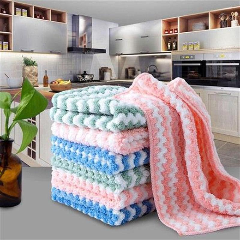 1/3/5Pcs Kitchen Cleaning Rag Coral Fleece Dish Washing