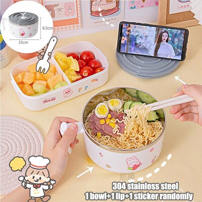 W&G Kawaii Organizer Lunch Box Container Acciaio Double