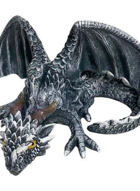 Big Squatting Dragon Sculpture Gothic Dragon Resin Garden