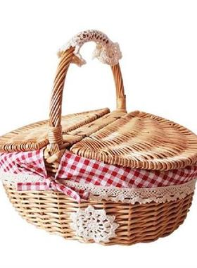 Rattan Outdoor Picnic Basket Country Style Wicker Hamper