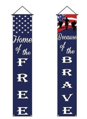 American Flag Porch Sign Banners Independence Day Patriotic
