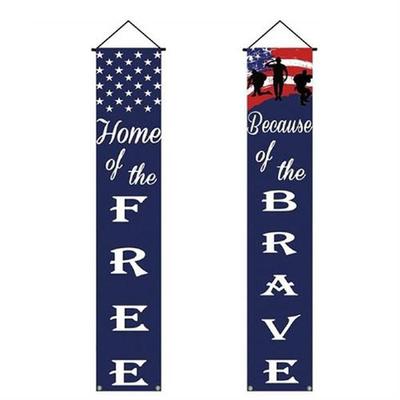 American Flag Porch Sign Banners Independence Day Patriotic