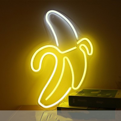 Banana Neon Light Wall Hanging Sign Hello Good Vibes Led Neo