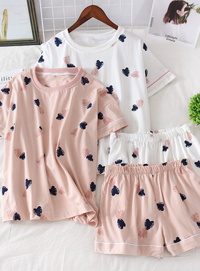 QWEEK Women's Pajamas Cotton Sleepwear Suit Home Clo